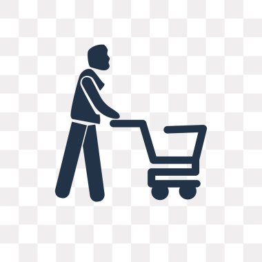 Saydam arka plan üzerinde adam alışveriş saydamlık kavramı izole adam alışveriş vektör simge kullandığınız web ve mobil olabilir