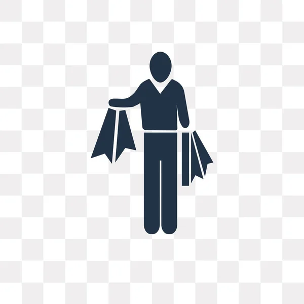 购物男子矢量图标隔离在透明背景下 购物者人的透明度概念可以使用 Web 和移动 — 图库矢量图片