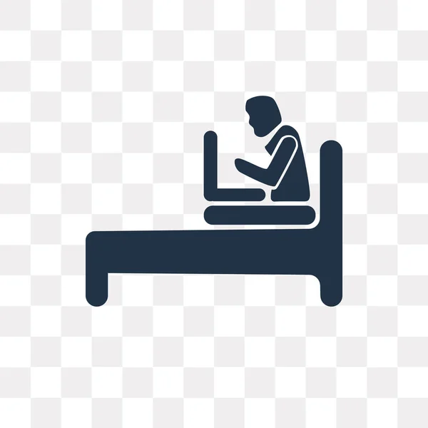 Laptop Chatting Bed Vetor Ícone Isolado Fundo Transparente Laptop Chatting — Vetor de Stock