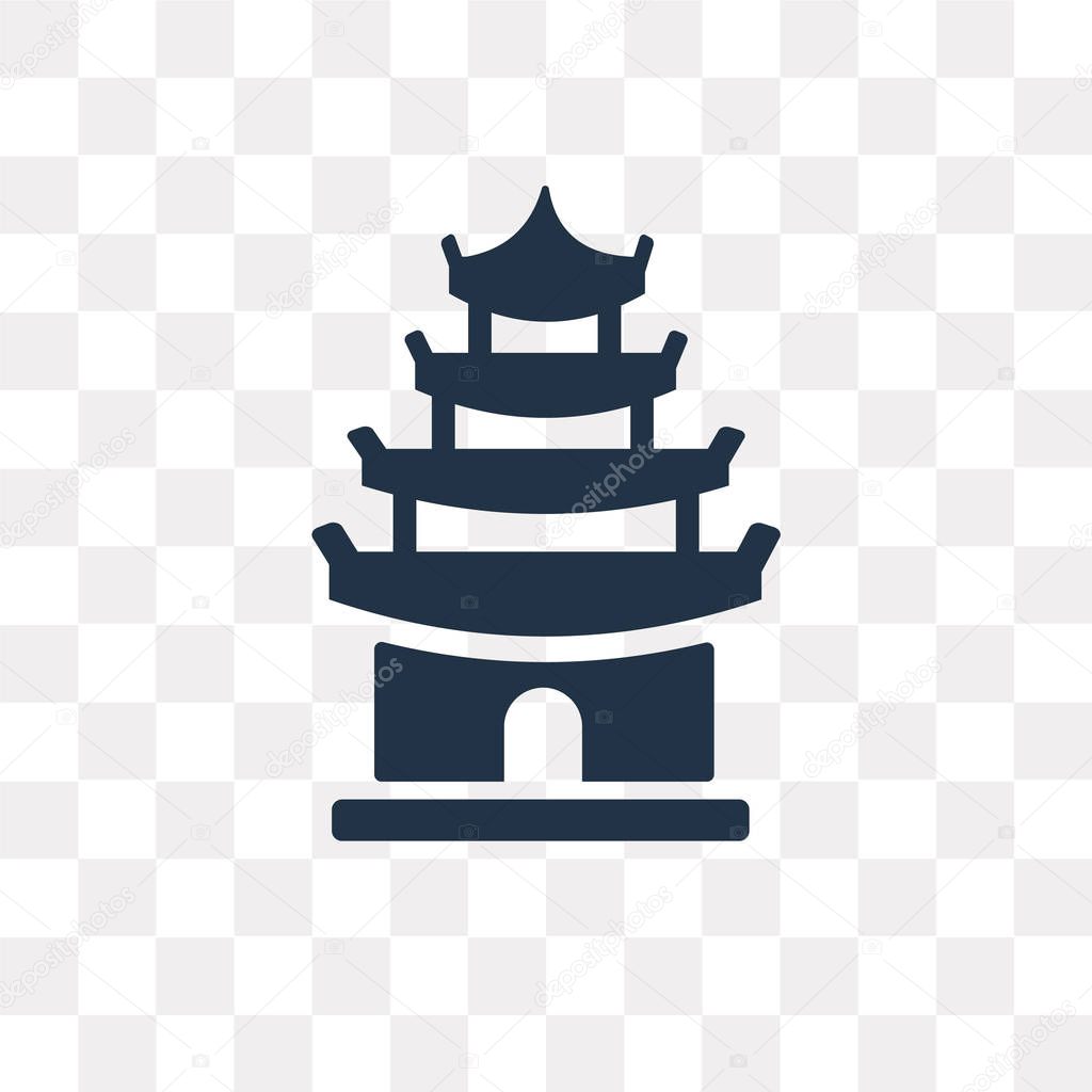 Pagoda vector icon isolated on transparent background, Pagoda transparency concept can be used web and mobile