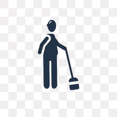 Saydam arka plan üzerinde kadın süpürme saydamlık kavramı izole vektör simge süpürme kadın kullanılan web ve mobil olabilir