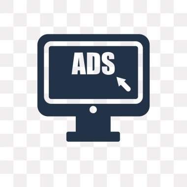 Vektör simgesi üzerinde şeffaf arka plan izole reklam, reklam saydamlık kavramı kullanılan web ve mobil olabilir
