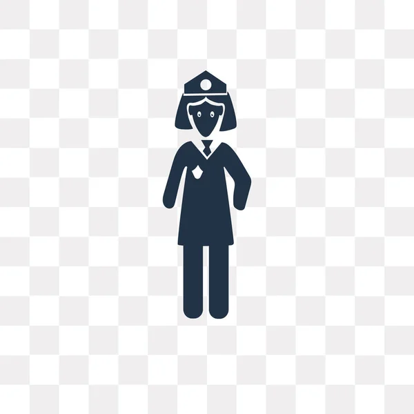 Police Woman Vector Icon Isolated Transparent Background Police Woman Transparency — Stock Vector