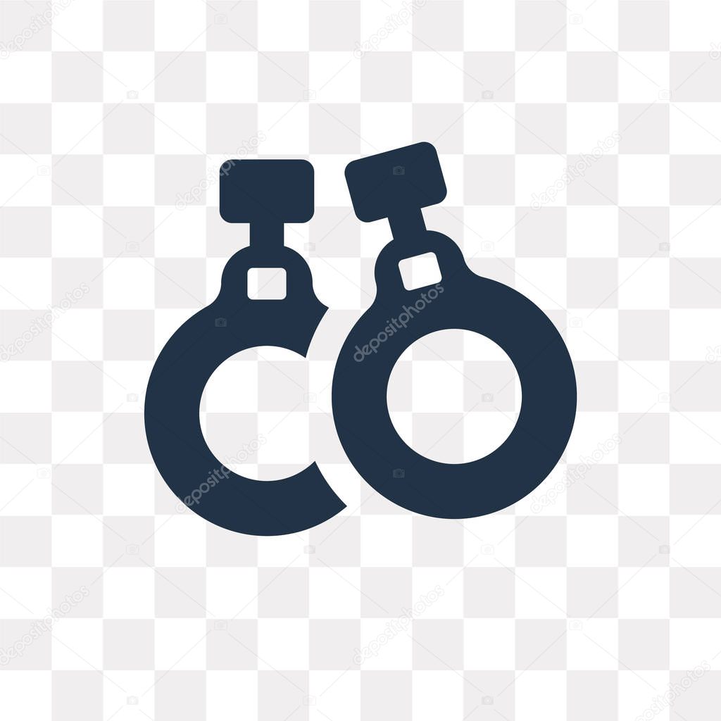 Handcuffs vector icon isolated on transparent background, Handcuffs transparency concept can be used web and mobile