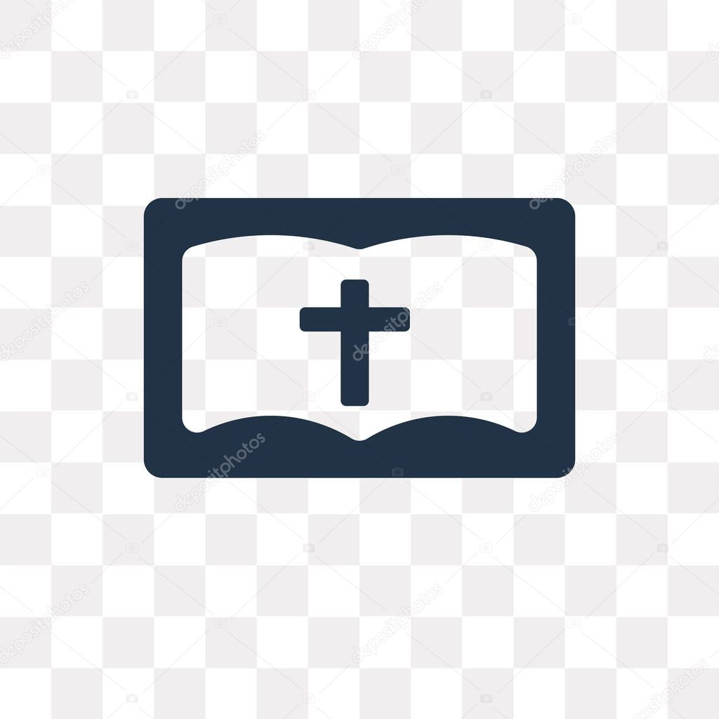 Bible vector icon isolated on transparent background, Bible transparency concept can be used web and mobile