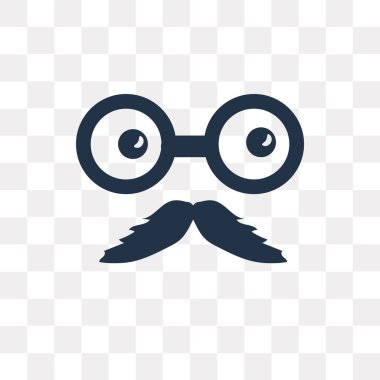 Gözlük vektör simgesi üzerinde şeffaf arka plan, bıyık gözlük saydamlık kavramı ile izole bıyıklı kullanılan web ve mobil olabilir