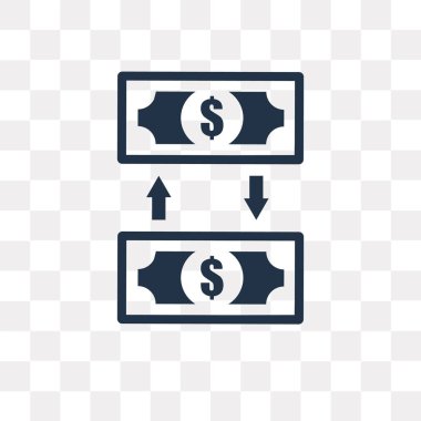 Saydam arka plan üzerinde para transferi saydamlık kavramı izole para transferi vektör simge kullandığınız web ve mobil olabilir