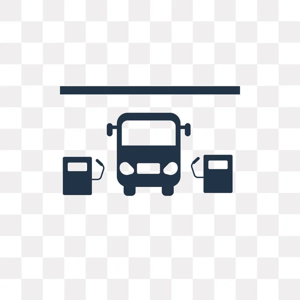 Bus Gasoline Station Vector Icon Isolated Transparent Background Bus Gasoline — Stock Vector