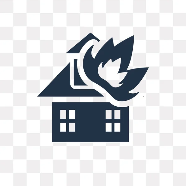 House Fire Vector Pictogram Geïsoleerd Transparante Achtergrond House Fire Transparantie — Stockvector