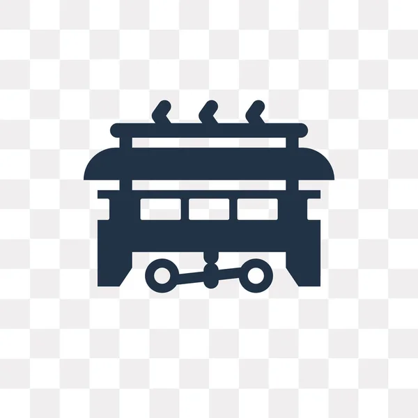 Tram Vektor Symbol Isoliert Auf Transparentem Hintergrund Tram Transparenz Konzept — Stockvektor