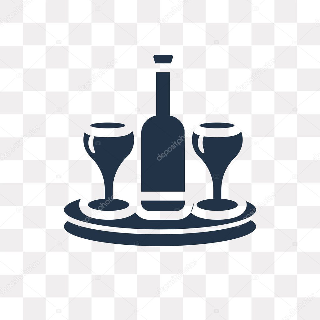 Bottle and Two Glasses vector icon isolated on transparent background, Bottle and Two Glasses transparency concept can be used web and mobile