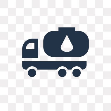 Yakıt kamyonu vektör simge şeffaf arka plan üzerinde benzin tankeri saydamlık kavramı izole kullanılan web ve mobil olabilir