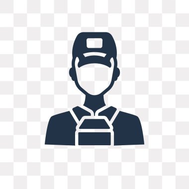 Saydam arka plan üzerinde teslimatçı saydamlık kavramı izole teslimat adam vektör simge kullandığınız web ve mobil olabilir