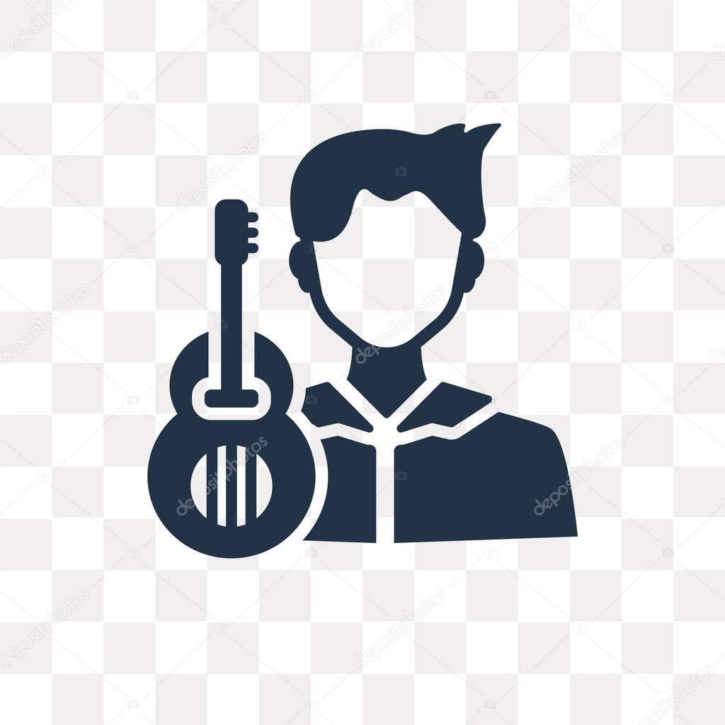 Guitar player vector icon isolated on transparent background, Guitar player transparency concept can be used web and mobile