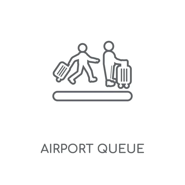 Airport Queue Linear Icon Airport Queue Concept Stroke Symbol Design — Stock Vector