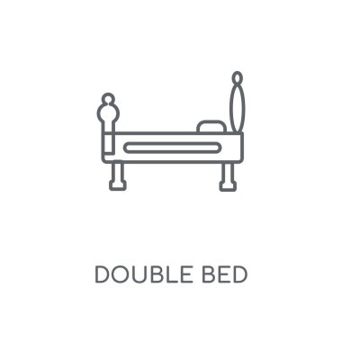 Çift Kişilik Yatak doğrusal simgesi. Çift Kişilik Yatak kavramı kontur sembolü tasarım. İnce grafik öğeleri illüstrasyon, beyaz bir arka plan, eps 10 anahat desen vektör.