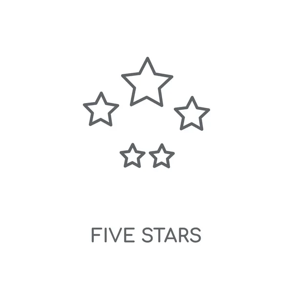 Beş Yıldız Doğrusal Simgesi Beş Yıldız Kavramı Kontur Sembolü Tasarım — Stok Vektör