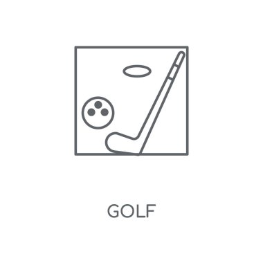Golf doğrusal simgesi. Golf kavramı kontur sembolü tasarım. İnce grafik öğeleri illüstrasyon, beyaz bir arka plan, eps 10 anahat desen vektör.