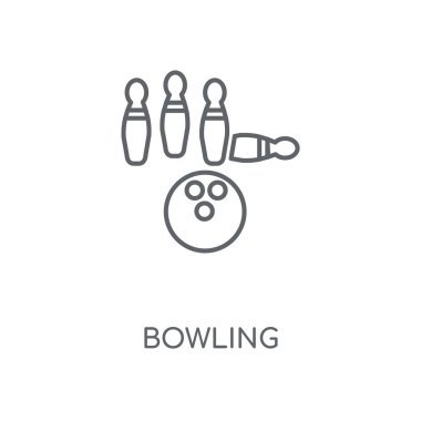 Bowling doğrusal simgesi. Bowling kavramı kontur sembolü tasarım. İnce grafik öğeleri illüstrasyon, beyaz bir arka plan, eps 10 anahat desen vektör.