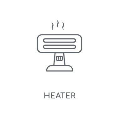Isıtıcı doğrusal simgesi. Isıtıcı kavramı kontur sembolü tasarım. İnce grafik öğeleri illüstrasyon, beyaz bir arka plan, eps 10 anahat desen vektör.