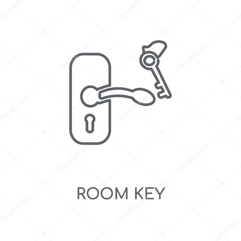 Room key linear icon. Room key concept stroke symbol design. Thin graphic elements vector illustration, outline pattern on a white background, eps 10.