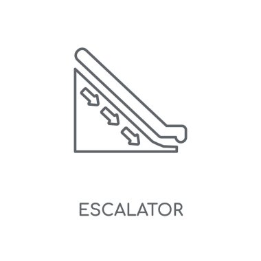 Yürüyen merdiven doğrusal simgesi. Yürüyen merdiven kavramı kontur sembolü tasarım. İnce grafik öğeleri illüstrasyon, beyaz bir arka plan, eps 10 anahat desen vektör.