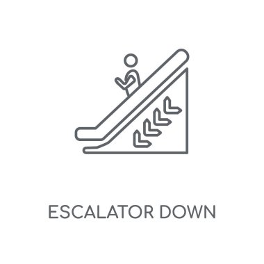 Yürüyen merdivenle doğrusal simgesi. Yürüyen merdivenle kavramı kontur sembolü tasarım. İnce grafik öğeleri illüstrasyon, beyaz bir arka plan, eps 10 anahat desen vektör.