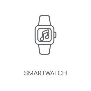 SmartWatch doğrusal simgesi. SmartWatch kavramı kontur sembolü tasarım. İnce grafik öğeleri illüstrasyon, beyaz bir arka plan, eps 10 anahat desen vektör.
