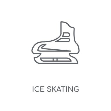 Buz pateni doğrusal simgesi. Buz pateni kavramı kontur sembolü tasarım. İnce grafik öğeleri illüstrasyon, beyaz bir arka plan, eps 10 anahat desen vektör.