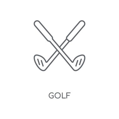 Golf doğrusal simgesi. Golf kavramı kontur sembolü tasarım. İnce grafik öğeleri illüstrasyon, beyaz bir arka plan, eps 10 anahat desen vektör.