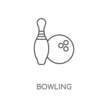 Bowling doğrusal simgesi. Bowling kavramı kontur sembolü tasarım. İnce grafik öğeleri illüstrasyon, beyaz bir arka plan, eps 10 anahat desen vektör.