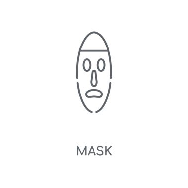 Maske doğrusal simgesi. Maske kavramı kontur sembolü tasarım. İnce grafik öğeleri illüstrasyon, beyaz bir arka plan, eps 10 anahat desen vektör.