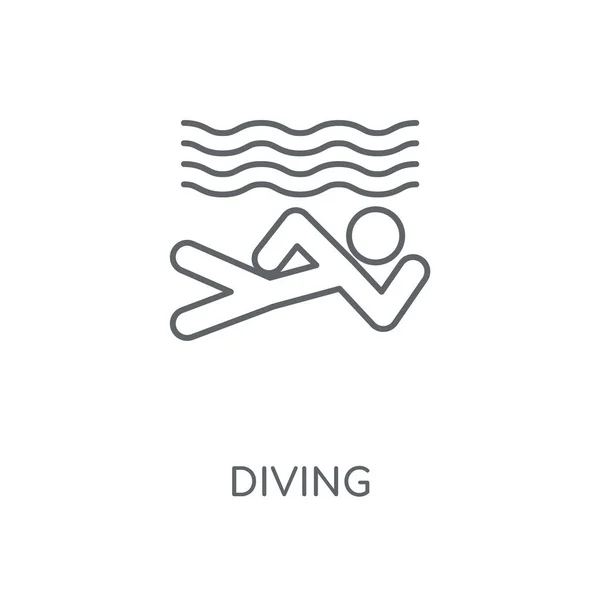 Dykning Linjär Ikonen Dykning Stroke Symbol Konceptdesign Tunn Grafiska Element — Stock vektor