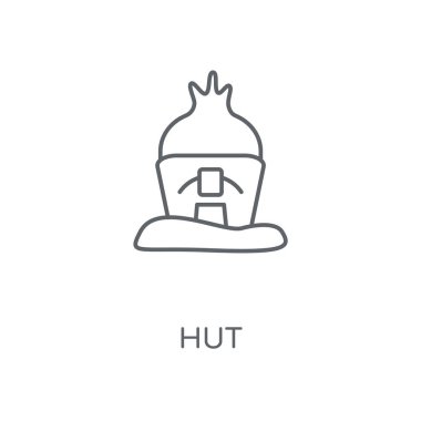 Kulübe doğrusal simgesi. Kulübe kavramı kontur sembolü tasarım. İnce grafik öğeleri illüstrasyon, beyaz bir arka plan, eps 10 anahat desen vektör.