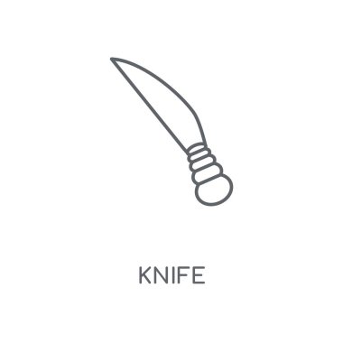 Bıçak doğrusal simgesi. Bıçak kavramı kontur sembolü tasarım. İnce grafik öğeleri illüstrasyon, beyaz bir arka plan, eps 10 anahat desen vektör.