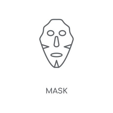 Maske doğrusal simgesi. Maske kavramı kontur sembolü tasarım. İnce grafik öğeleri illüstrasyon, beyaz bir arka plan, eps 10 anahat desen vektör.