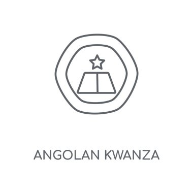 Angola Kwanza doğrusal simgesi. Angola Kwanza kavramı kontur sembolü tasarım. İnce grafik öğeleri illüstrasyon, beyaz bir arka plan, eps 10 anahat desen vektör.