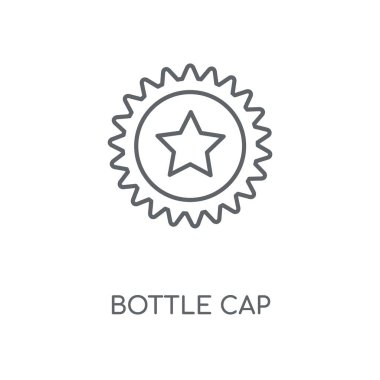 Şişe kapağı doğrusal simgesi. Şişe kap kavramı kontur sembol tasarımı. İnce grafik öğeleri illüstrasyon, beyaz bir arka plan, eps 10 anahat desen vektör.