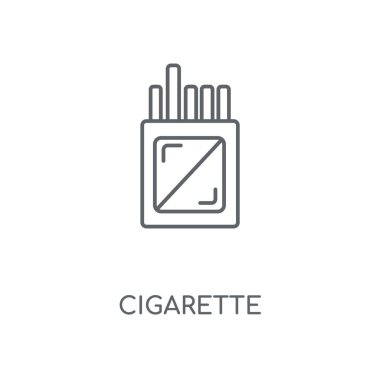 Sigara doğrusal simgesi. Sigara kavramı kontur sembolü tasarım. İnce grafik öğeleri illüstrasyon, beyaz bir arka plan, eps 10 anahat desen vektör.