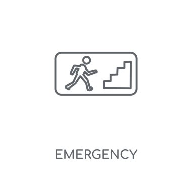 Acil durum işareti doğrusal simgesi. Acil durum işareti kavramı kontur sembolü tasarım. İnce grafik öğeleri illüstrasyon, beyaz bir arka plan, eps 10 anahat desen vektör.