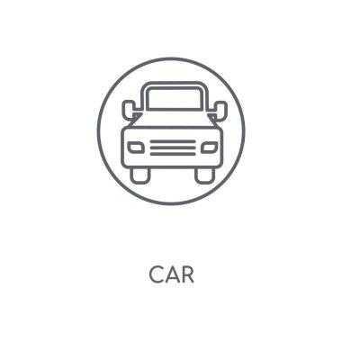 Araba doğrusal simgesi. Araba kavramı kontur sembolü tasarım. İnce grafik öğeleri illüstrasyon, beyaz bir arka plan, eps 10 anahat desen vektör.