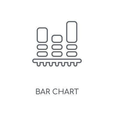 Çubuk grafik doğrusal simgesi. Çubuk grafik kavramı kontur sembolü tasarım. İnce grafik öğeleri illüstrasyon, beyaz bir arka plan, eps 10 anahat desen vektör.