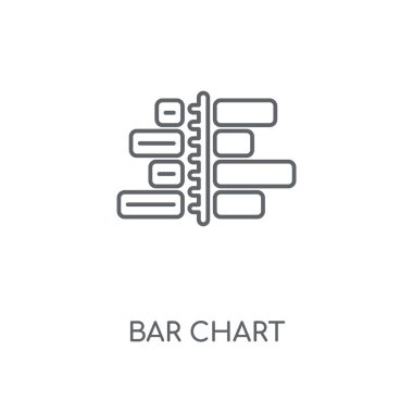 Çubuk grafik doğrusal simgesi. Çubuk grafik kavramı kontur sembolü tasarım. İnce grafik öğeleri illüstrasyon, beyaz bir arka plan, eps 10 anahat desen vektör.