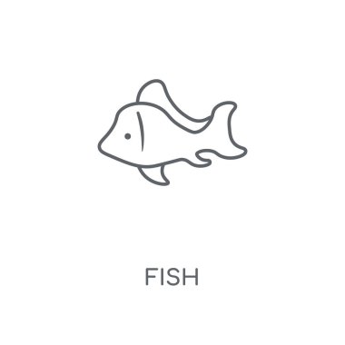 Balık doğrusal simgesi. Balık kavramı kontur sembolü tasarım. İnce grafik öğeleri illüstrasyon, beyaz bir arka plan, eps 10 anahat desen vektör.