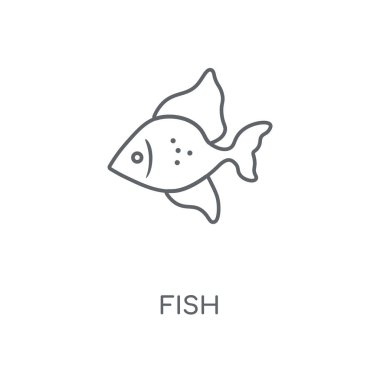 Balık doğrusal simgesi. Balık kavramı kontur sembolü tasarım. İnce grafik öğeleri illüstrasyon, beyaz bir arka plan, eps 10 anahat desen vektör.