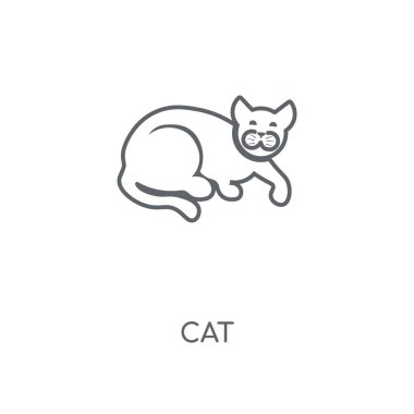 Kedi doğrusal simgesi. Kedi kavramı kontur sembolü tasarım. İnce grafik öğeleri illüstrasyon, beyaz bir arka plan, eps 10 anahat desen vektör.