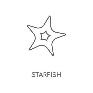 Deniz yıldızı doğrusal simgesi. Deniz yıldızı kavramı kontur sembolü tasarım. İnce grafik öğeleri illüstrasyon, beyaz bir arka plan, eps 10 anahat desen vektör.