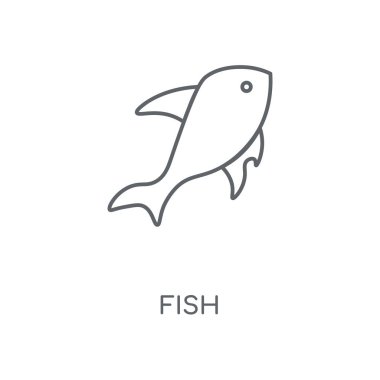 Balık doğrusal simgesi. Balık kavramı kontur sembolü tasarım. İnce grafik öğeleri illüstrasyon, beyaz bir arka plan, eps 10 anahat desen vektör.