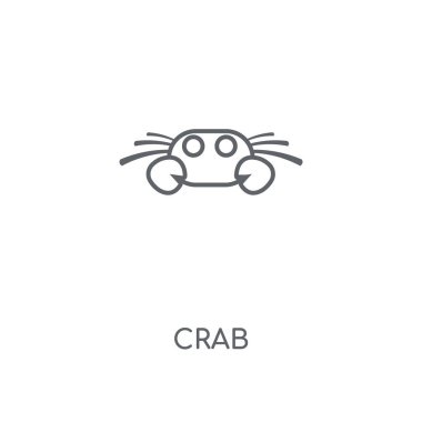 Yengeç doğrusal simgesi. Kavramı kontur sembolü tasarım yengeç. İnce grafik öğeleri illüstrasyon, beyaz bir arka plan, eps 10 anahat desen vektör.