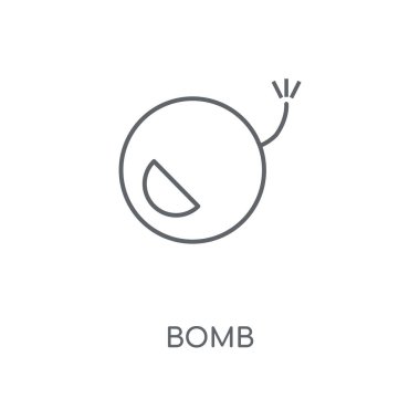 Bomba doğrusal simgesi. Bomba kavramı kontur sembolü tasarım. İnce grafik öğeleri illüstrasyon, beyaz bir arka plan, eps 10 anahat desen vektör.